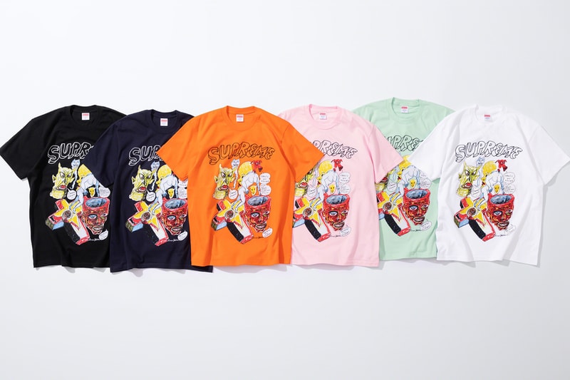 supreme daniel johnston spring summer collaboration art shirts black blue orange pink green white 