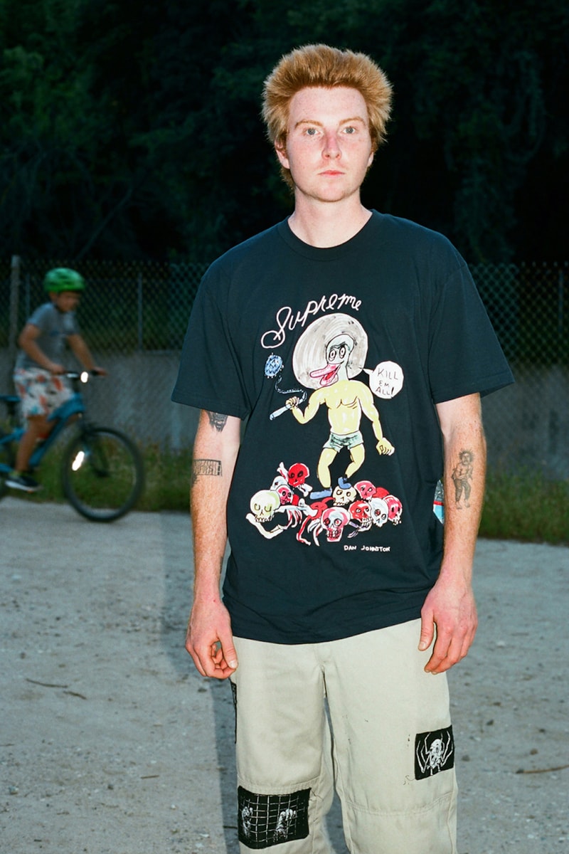 supreme daniel johnston spring summer collaboration art shirts black blue orange pink green white 