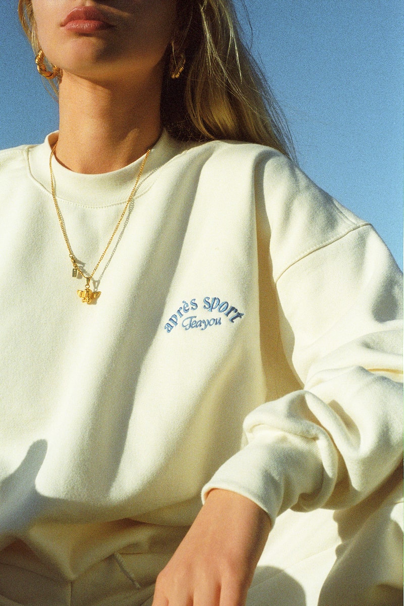 Tea You Après Sport Logo Ivory Crewneck Sweater Sweatpants Pullover Joggers Montreal Lookbook Cream White