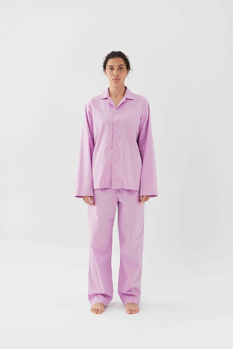 tekla unisex sleepwear loungewear collection sustainable shirts trousers shorts pink blue 