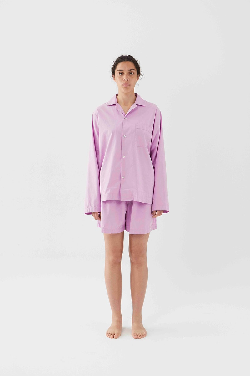 tekla unisex sleepwear loungewear collection sustainable shirts trousers shorts pink blue 