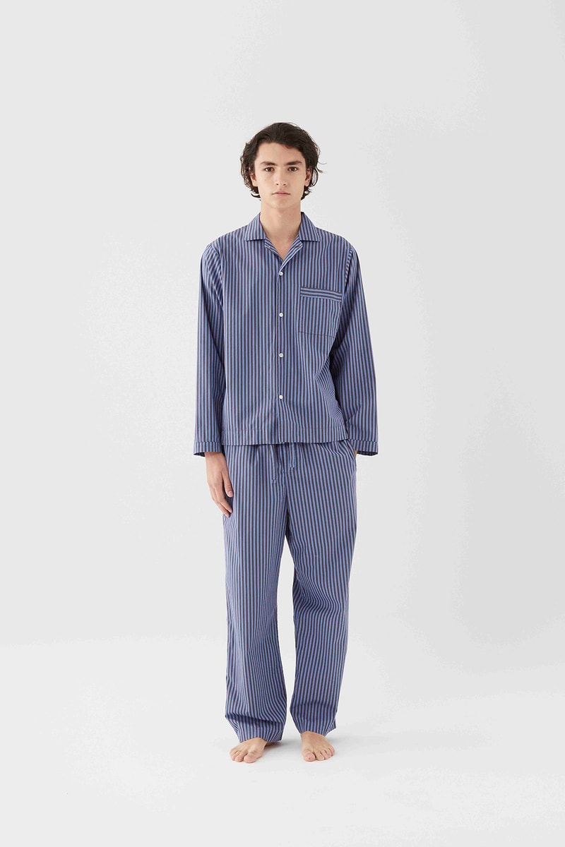 tekla unisex sleepwear loungewear collection sustainable shirts trousers shorts pink blue 