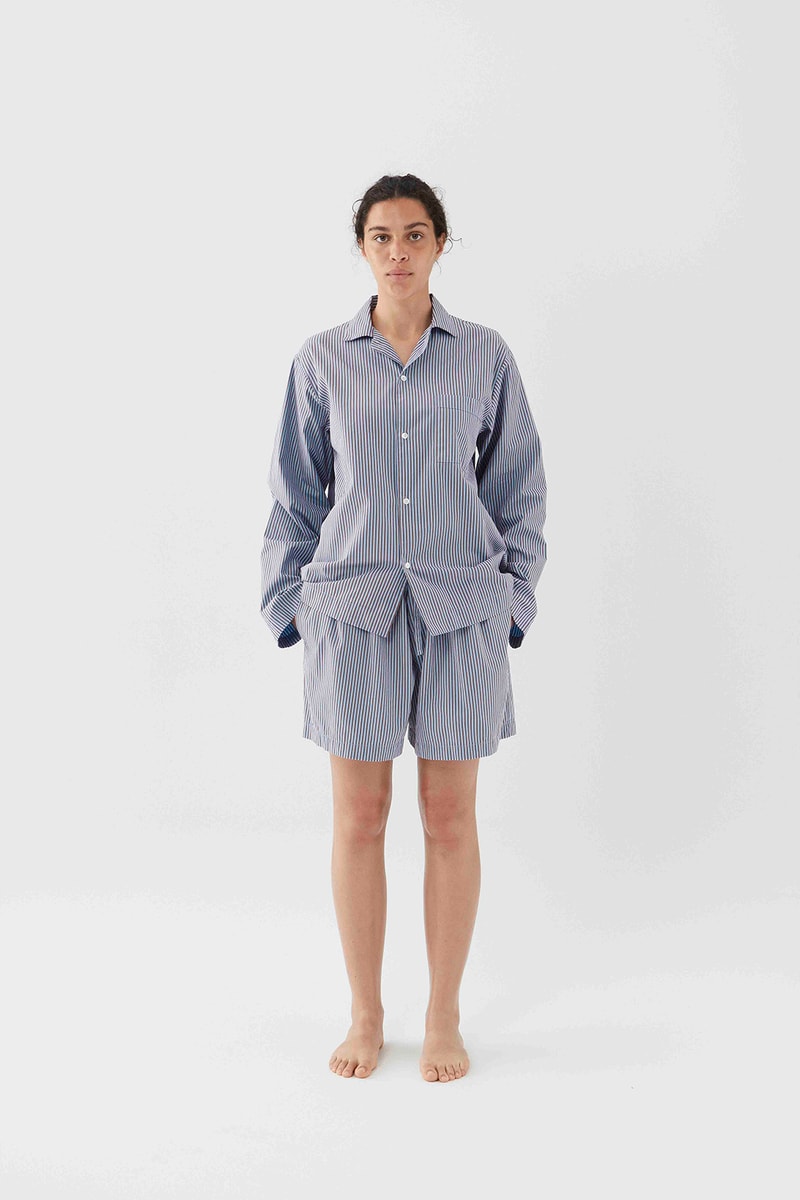 tekla unisex sleepwear loungewear collection sustainable shirts trousers shorts pink blue 