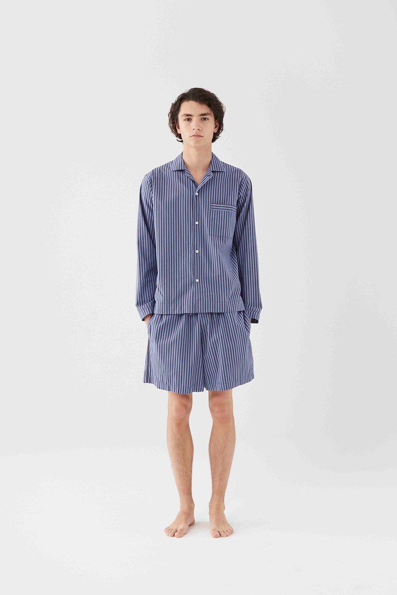 tekla unisex sleepwear loungewear collection sustainable shirts trousers shorts pink blue 
