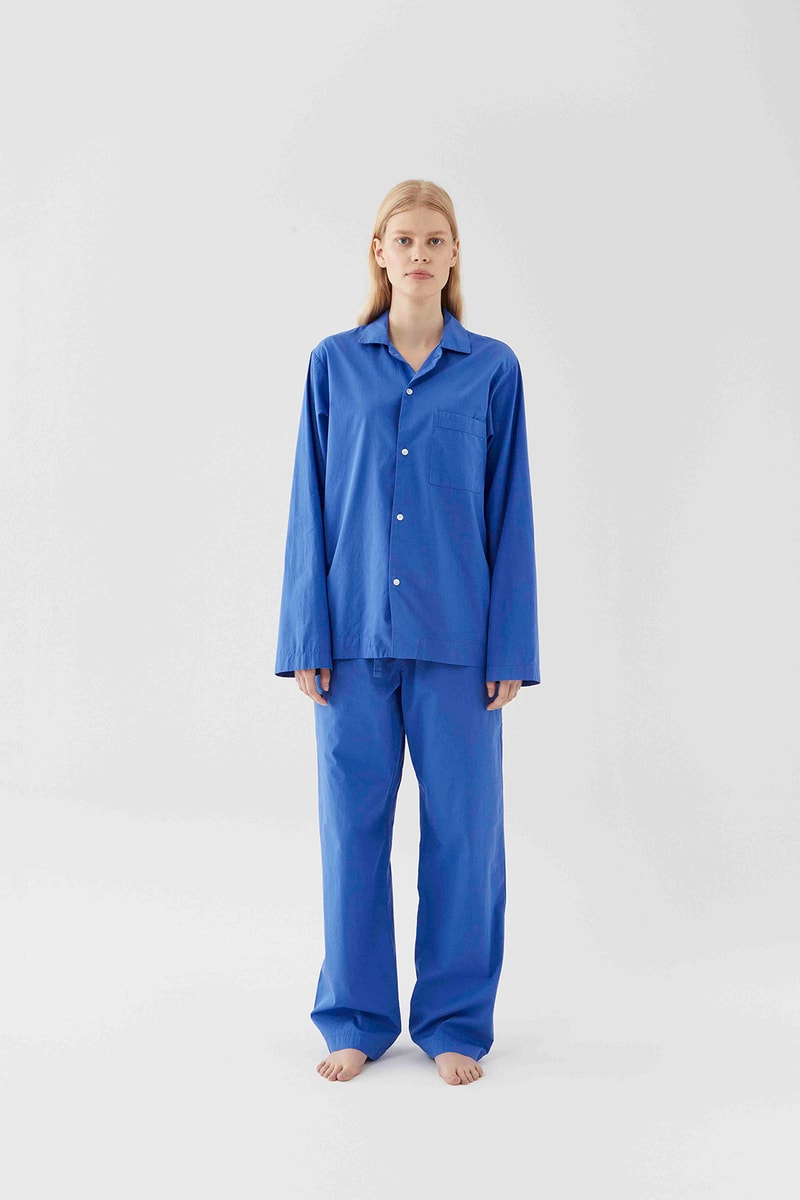 tekla unisex sleepwear loungewear collection sustainable shirts trousers shorts pink blue 