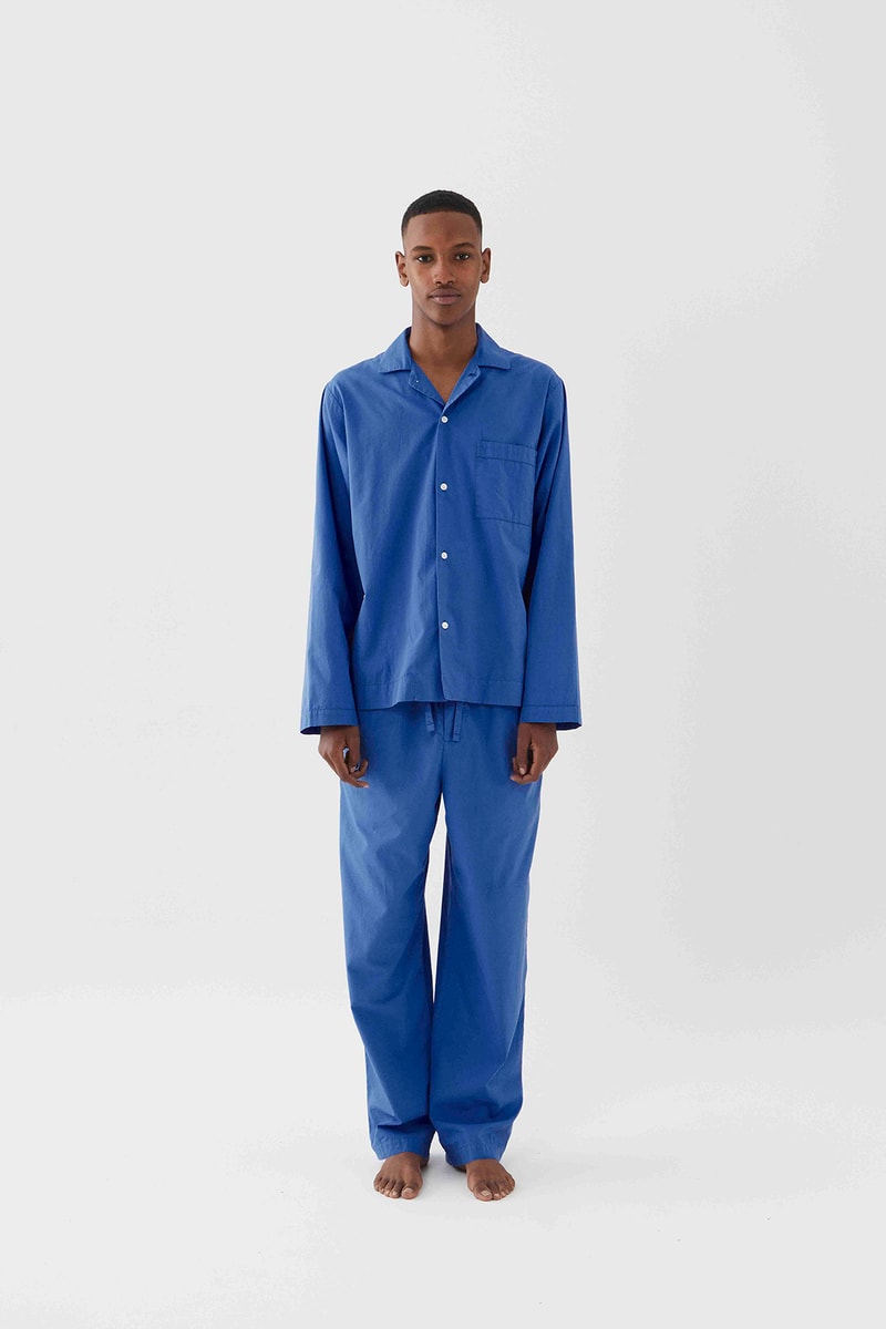 tekla unisex sleepwear loungewear collection sustainable shirts trousers shorts pink blue 