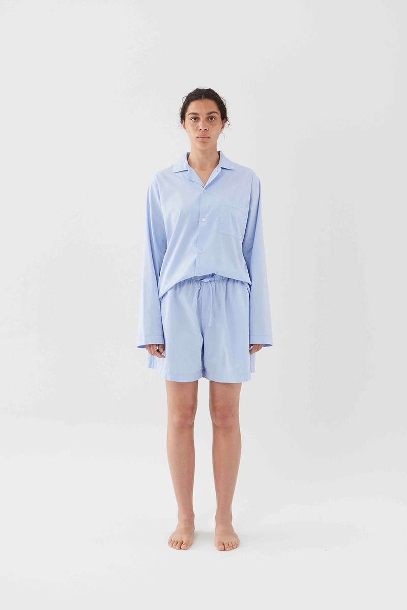 tekla unisex sleepwear loungewear collection sustainable shirts trousers shorts pink blue 