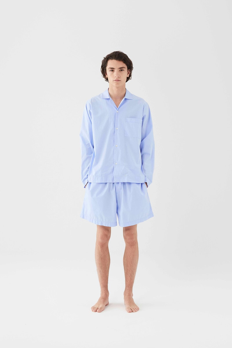 tekla unisex sleepwear loungewear collection sustainable shirts trousers shorts pink blue 