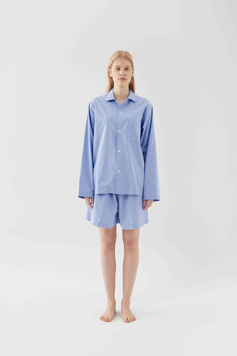 tekla unisex sleepwear loungewear collection sustainable shirts trousers shorts pink blue 