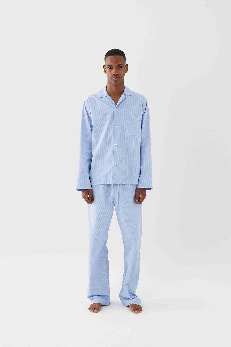 tekla unisex sleepwear loungewear collection sustainable shirts trousers shorts pink blue 