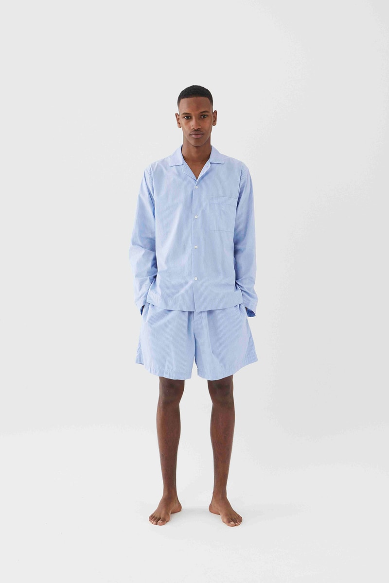 tekla unisex sleepwear loungewear collection sustainable shirts trousers shorts pink blue 