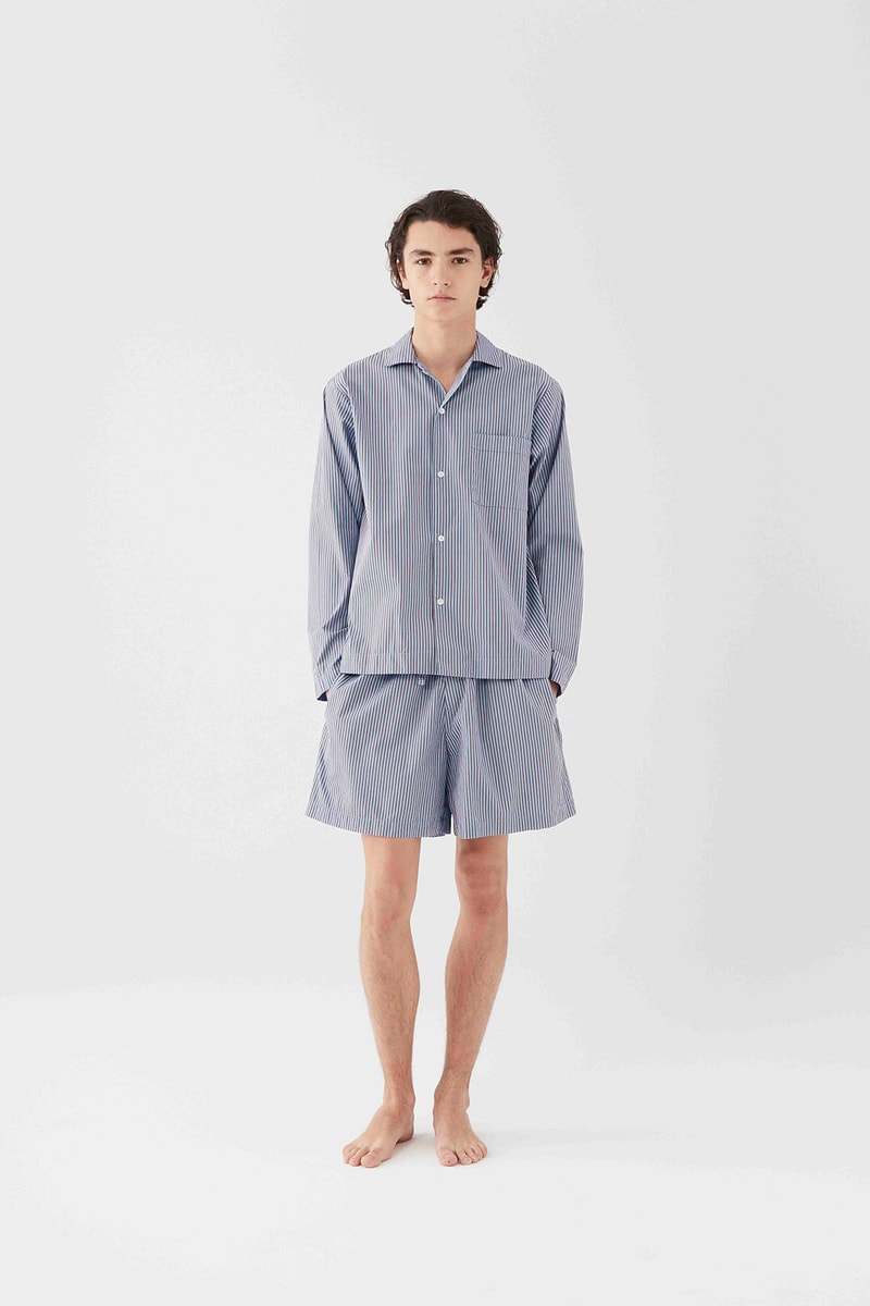 tekla unisex sleepwear loungewear collection sustainable shirts trousers shorts pink blue 