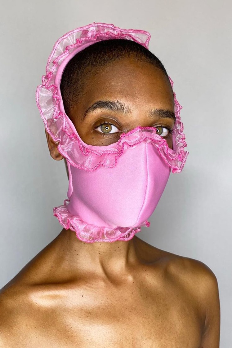 Tia Adeola Ruffle Face Mask Red