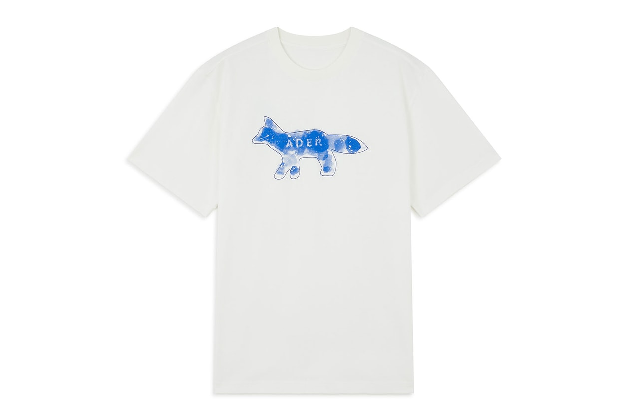 ader error maison kitsune the bluest fox collaboration campaign tees sweatshirts caps jeans