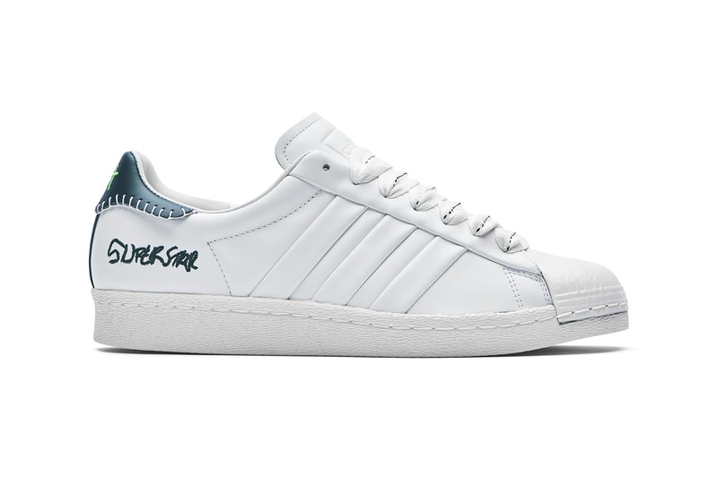 adidas originals jonah hill collaboration superstar sneakers white navy blue neon green shoes footwear sneakerhead