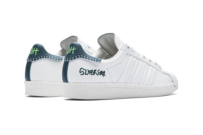 adidas originals jonah hill collaboration superstar sneakers white navy blue neon green shoes footwear sneakerhead