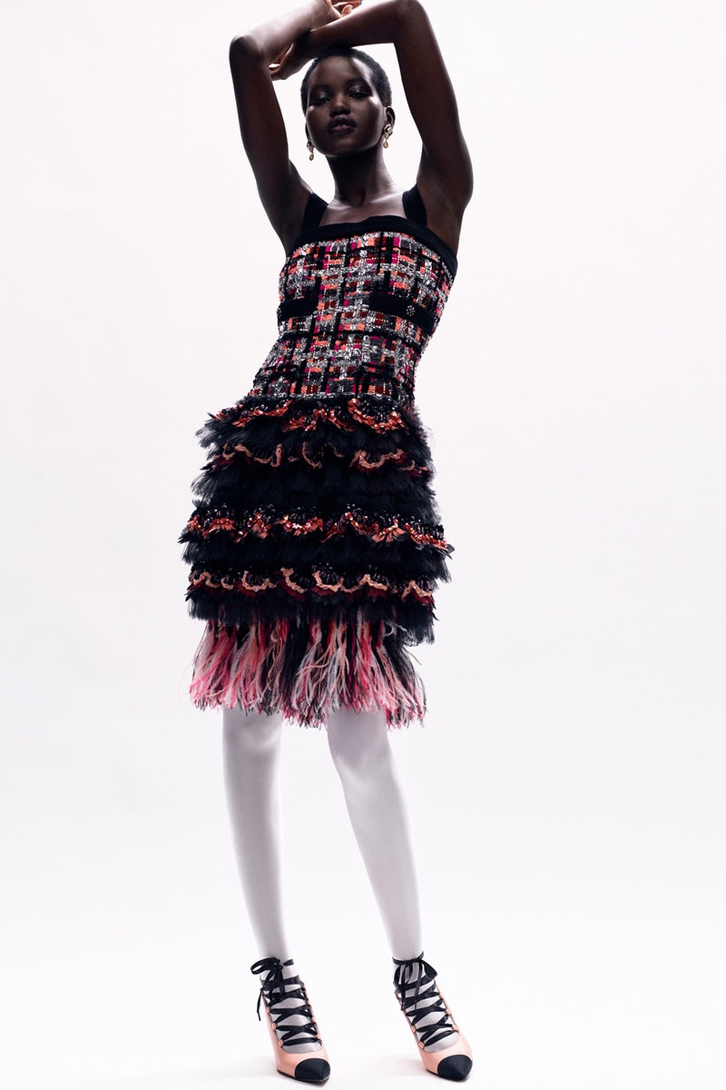 chanel fall paris haute couture collection virginie viard karl lagerfeld adut akech rianne van rompaey dresses tweed embroidery 