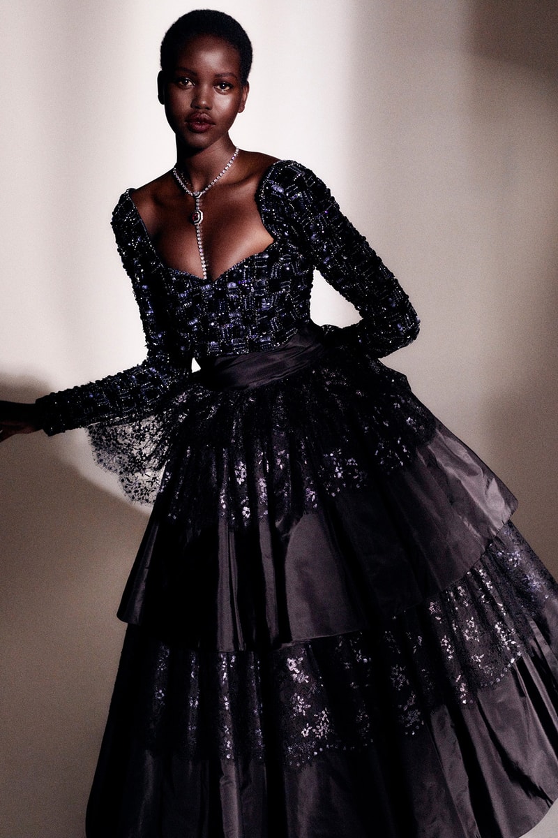 chanel fall paris haute couture collection virginie viard karl lagerfeld adut akech rianne van rompaey dresses tweed embroidery 
