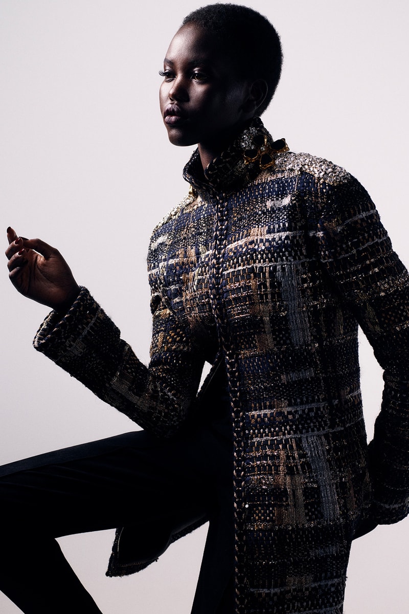 chanel fall paris haute couture collection virginie viard karl lagerfeld adut akech rianne van rompaey dresses tweed embroidery 