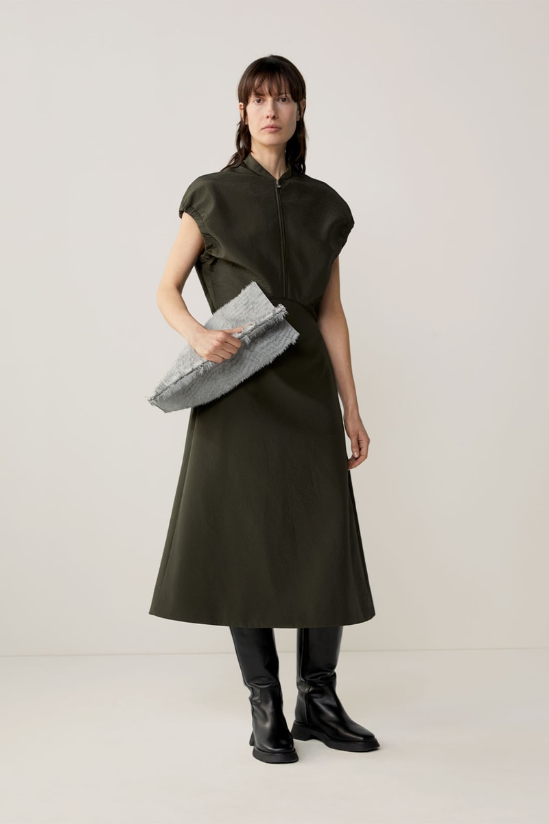 cos winter dresses COS Women's Long Sleeve Wool Mini Dress in Black | Wool/Cotton