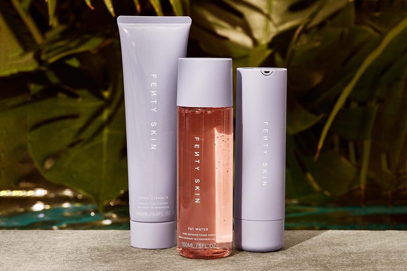 rihanna fenty skin first products reveal startrs total cleanser fat water toner serum hydra vizor invisible moisturizer sunscreen skincare