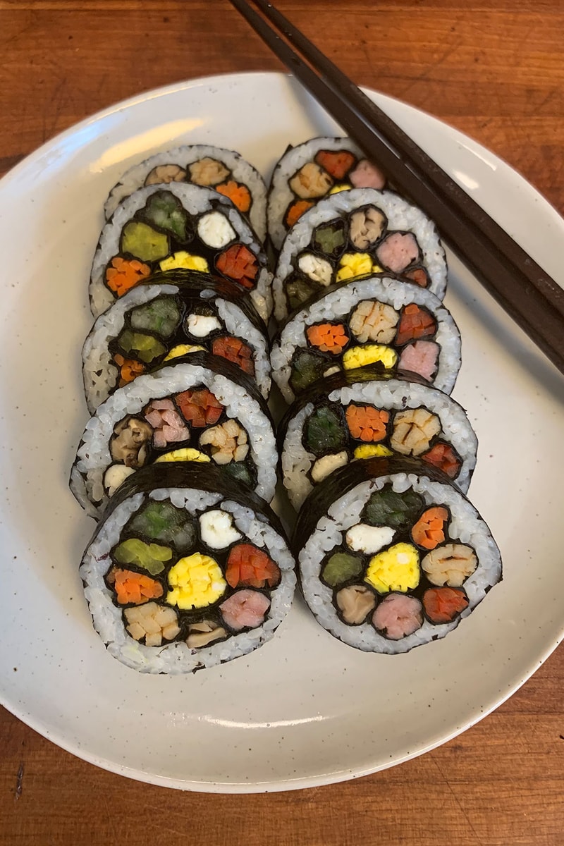 how to make flower kimbap korean food recipe cooking tutorial mokbar ms yoo nyc esther choi