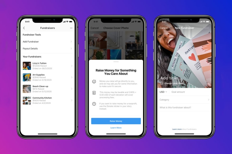 Instagram Personal Fundraiser Feature App Phone Screen