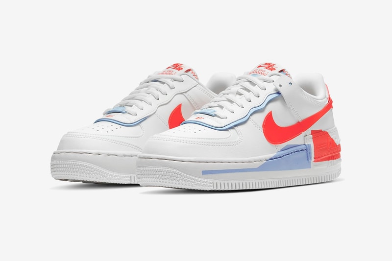 nike air force 1 shadow se womens sneakers white neon orange blue sneakerhead footwear shoes
