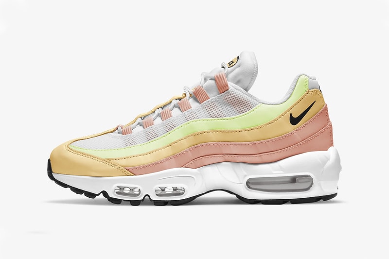 nike air max 95 pastel women's sneakers atomic pink white melon tint yellow orange 