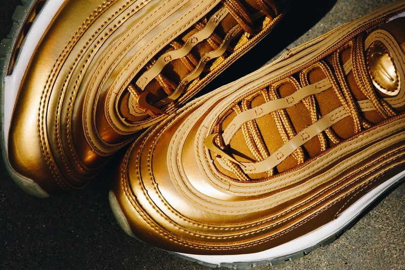 nike air max 97 womens sneakers metallic gold white shoes footwear sneakerhead