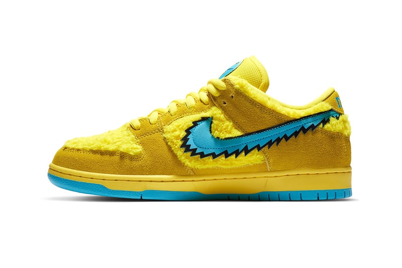 nike grateful dead collaboration sb dunk low sneakers yellow blue green-release-date