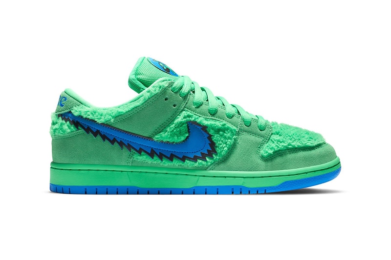 nike grateful dead collaboration sb dunk low sneakers yellow blue green-release-date