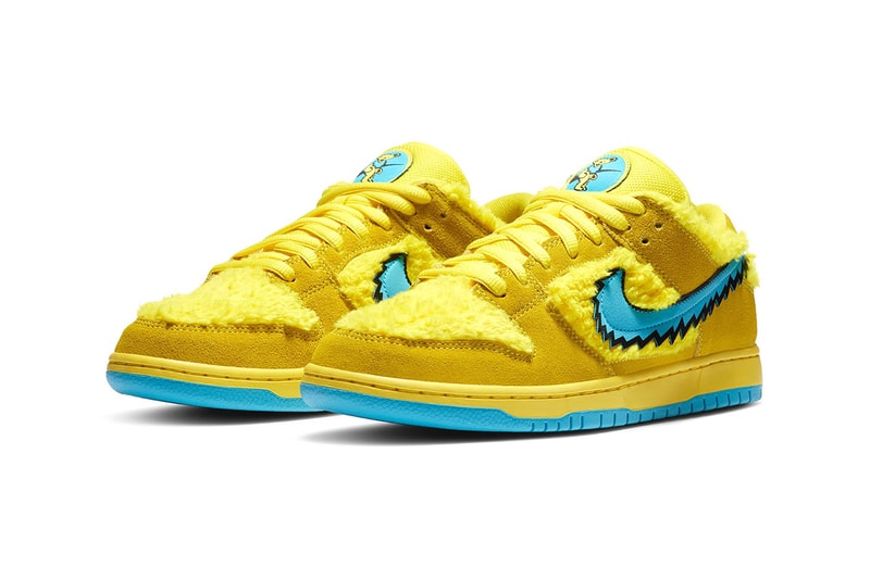 nike grateful dead collaboration sb dunk low sneakers yellow blue green-release-date