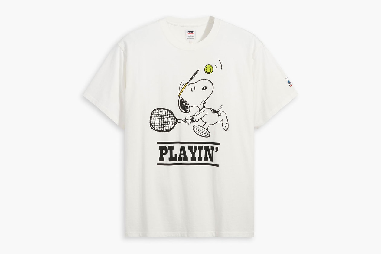 peanuts levis summer collaboration snoopy charlie brown sweatshirts bucket hats 