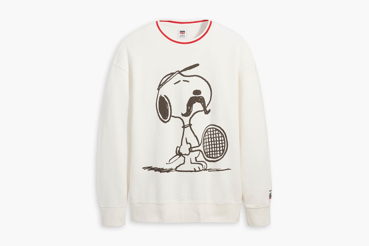 peanuts levis summer collaboration snoopy charlie brown sweatshirts bucket hats 