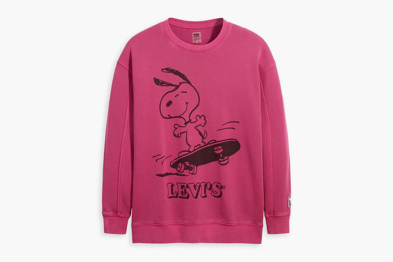 peanuts levis summer collaboration snoopy charlie brown sweatshirts bucket hats 