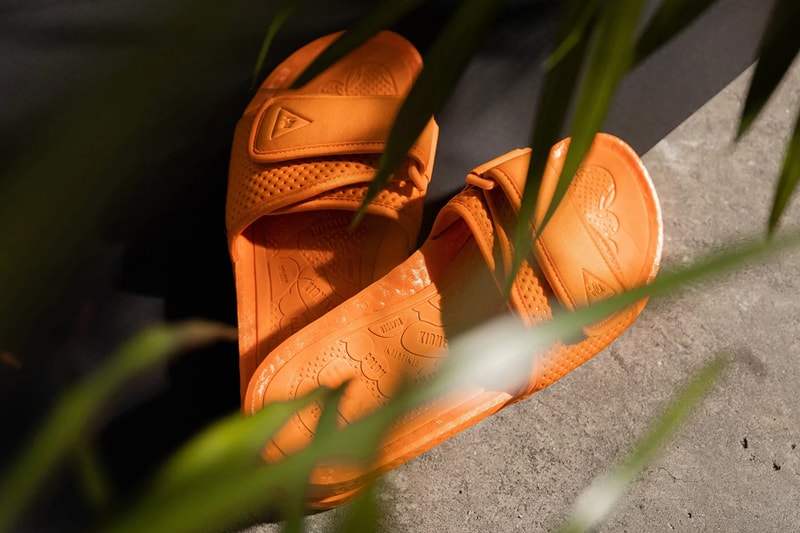 pharrell williams adidas originals boost slides sandals orange black pink release date