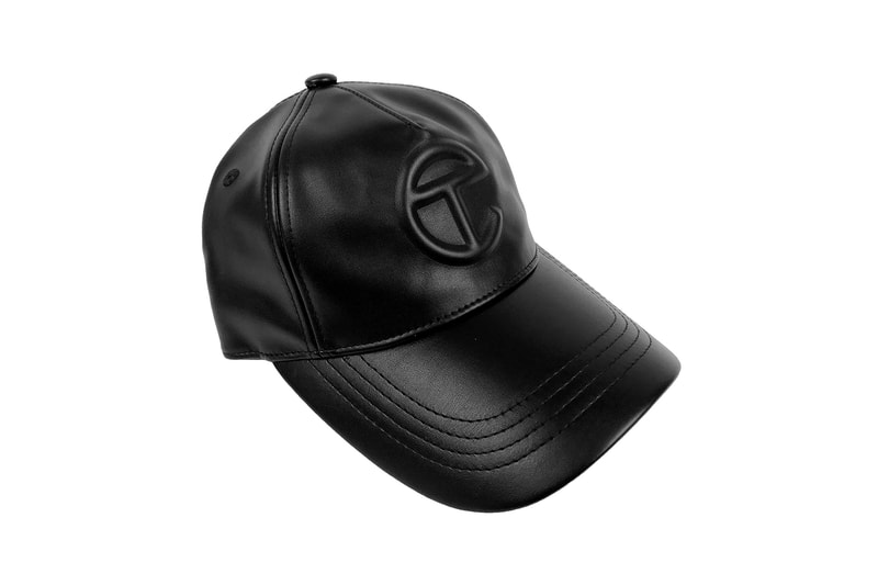 telfar logo embossed hat vegan leather black tan brown