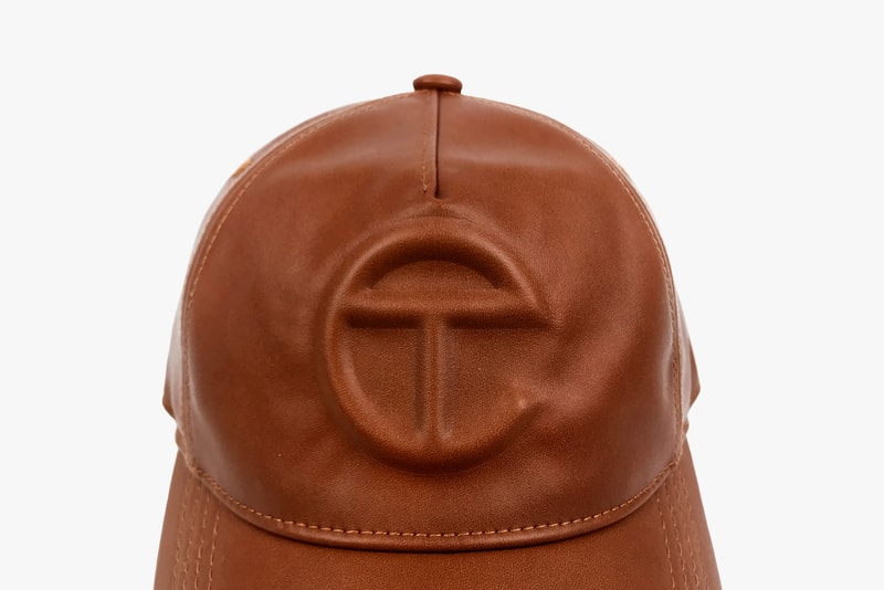 telfar logo embossed hat vegan leather black tan brown