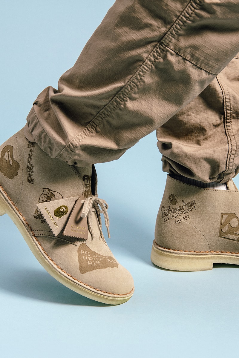 bape a bathing ape clarks originals collaboration wallabee desert boot footwear 
