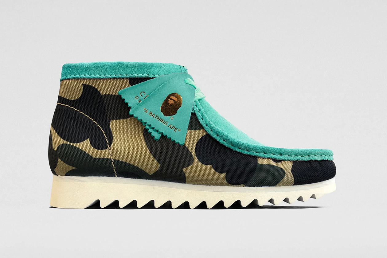 bape a bathing ape clarks originals collaboration wallabee desert boot footwear 