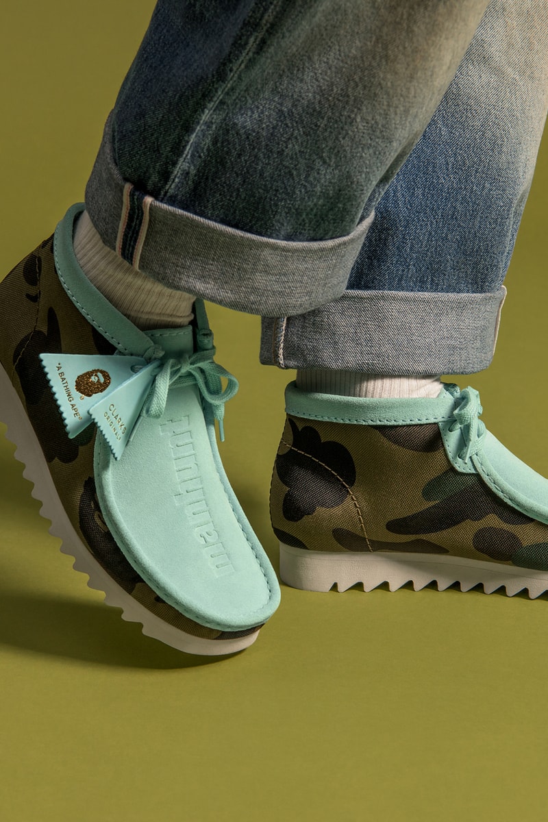 bape a bathing ape clarks originals collaboration wallabee desert boot footwear 