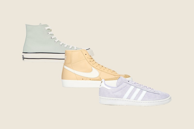 Converse Chuck 70 Mint White Canvas Hi-Top Sneakersnstuff adidas Originals Campus 80 Pastel Purple White Nike Blazer Mid Pastel Orange White Sneakers