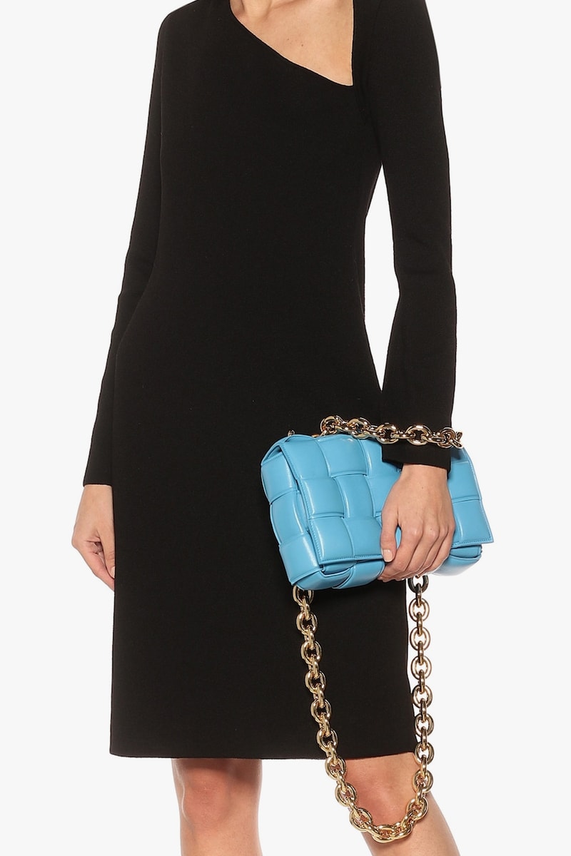 bottega veneta chain cassette blue shoulder bag intrecciato weave swimming pool-gold daniel lee