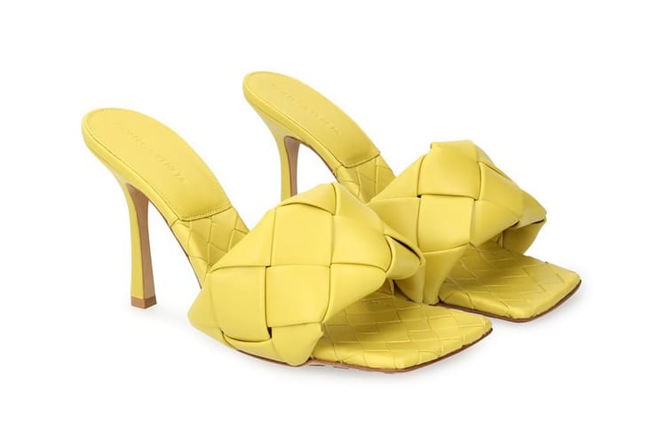 Hop on the Square-Toe Shoe Trend With Bottega Veneta's Yellow Lido Sandals