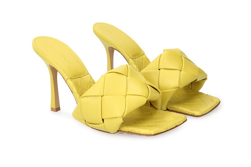 bottega veneta lido sandals square toe shoes heels yellow acid colorway