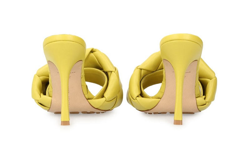 bottega veneta lido sandals square toe shoes heels yellow acid colorway