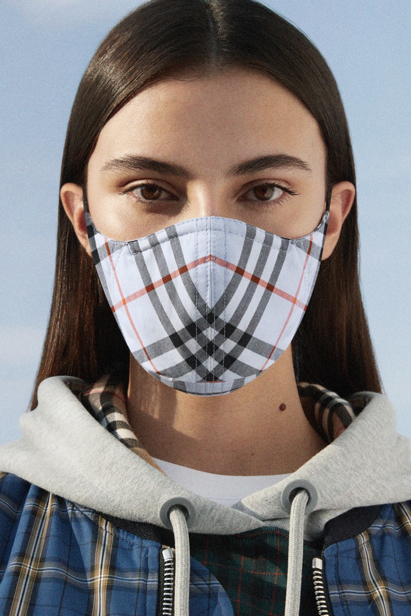 Burberry Vintage Check Face Mask PPE Release Blue Tan Beige Coronavirus COVID-19 Charity Donation