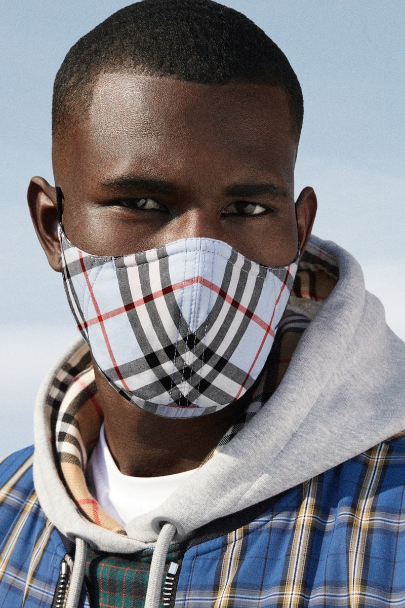 Burberry Vintage Check Face Mask PPE Release Blue Tan Beige Coronavirus COVID-19 Charity Donation