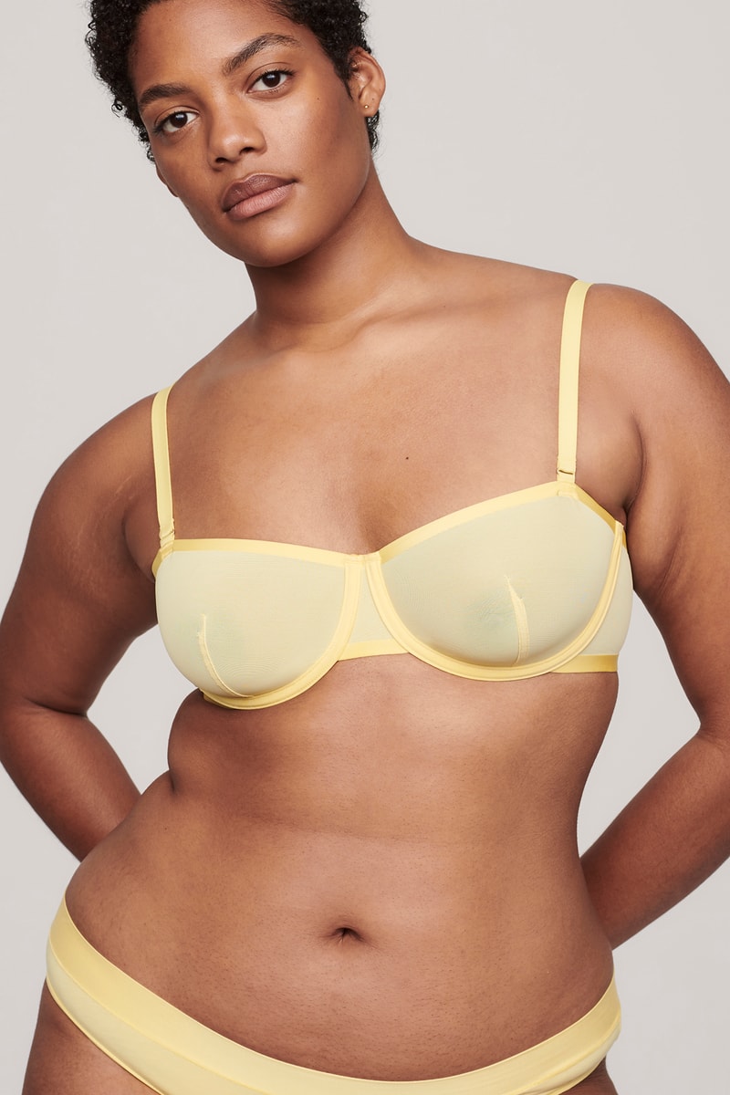 Cuup Citrine Pastel Yellow The Balconette Bra Thong Underwear Lingerie